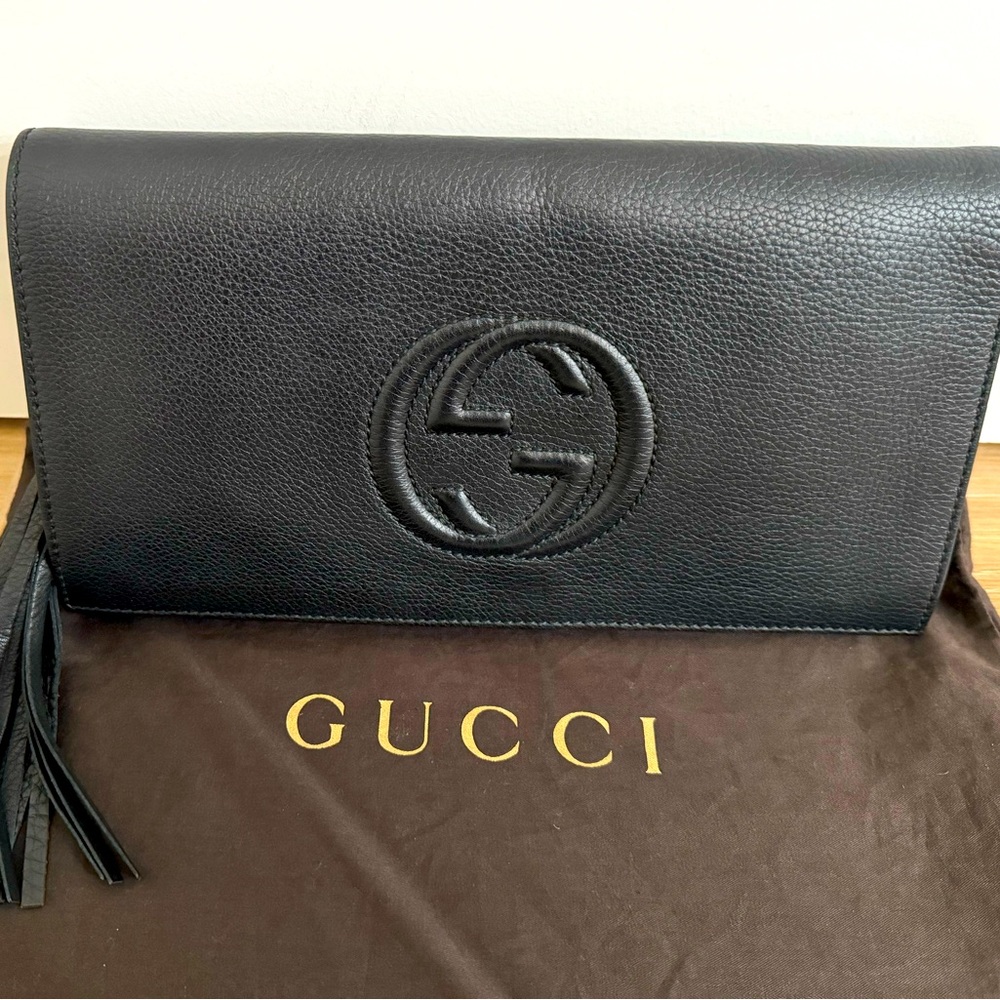 Gucci Black Leather Clutch